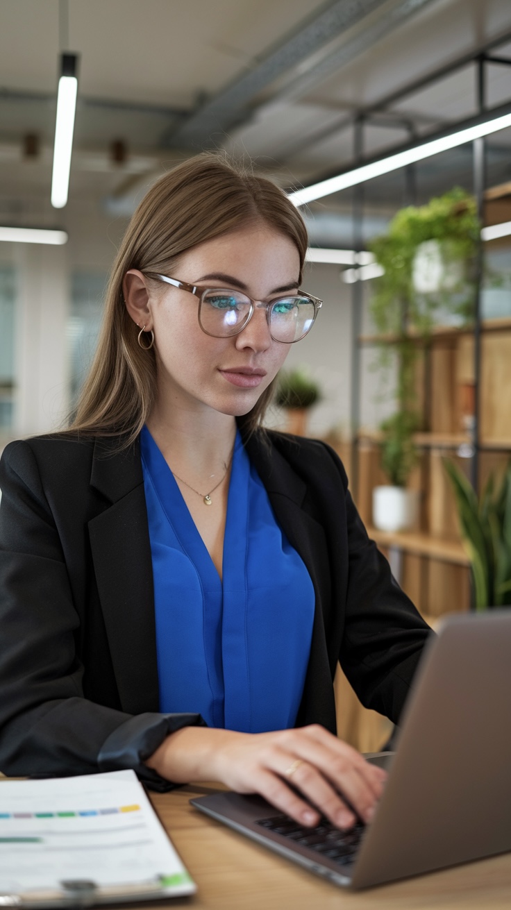 Žena pracujúca na laptope