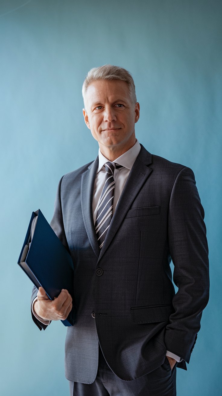 Muž v obleku s dokumentami